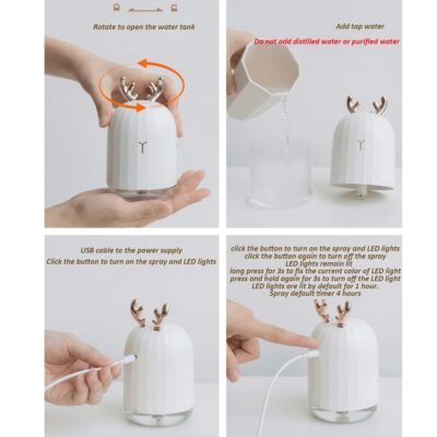 Ultrasonic Air Humidifier / Diffuser with Antlers / Ears - Imagen 7