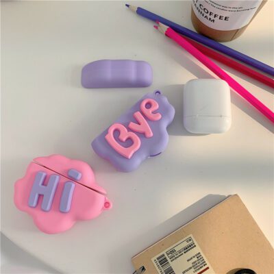 AirPod 2 Case 3D HI BYE Cloud Letter Cartoon Soft Silicone Wireless Earphone Cases For   Airpods Case Cute Cover - Image 8