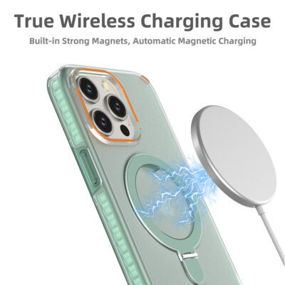 New Colorful Magnetic Bracket Phone Case With Holder Stand Cover For Magesafe Magnetic Transparent Wireless Charge Case For Phone - Imagen 4