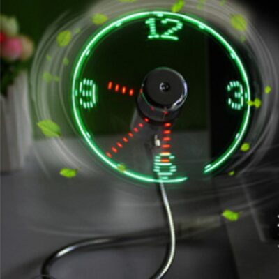 USB Fan Adjustable Mini Flexible Fan LED Light Time Clock Desktop Cool Gadget Time Display - Image 3