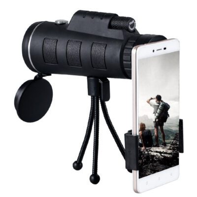 Compatible with Apple, Monocular Telescope Zoom Scope with Compass Phone Clip Tripod - Image 2