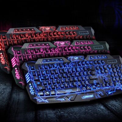 J10 tricolor backlight wired gaming keyboard set colorful luminous gaming mouse keyboard Russian keyboard - Image 2