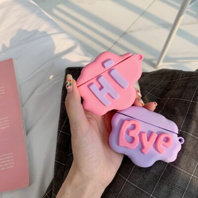 AirPod 2 Case 3D HI BYE Cloud Letter Cartoon Soft Silicone Wireless Earphone Cases For   Airpods Case Cute Cover - Image 2