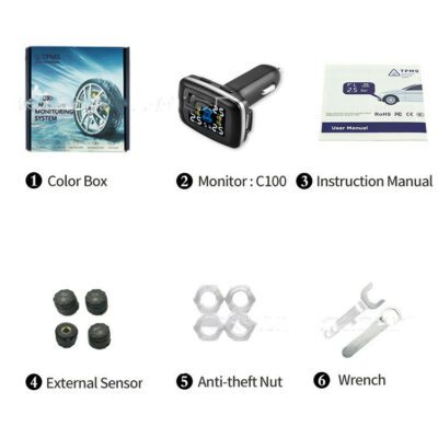 Tire Pressure Monitoring System Sensors Cigarette Lighter USB port Auto Security Alarm Systems Tire Pressure - Image 7