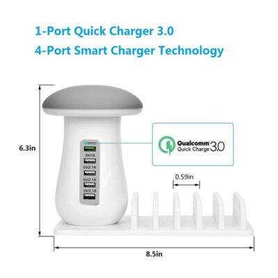 2 In 1 Multifunction Mushroom Lamp LED Lamp Holder USB Charger Home Office Supplies - Image 8