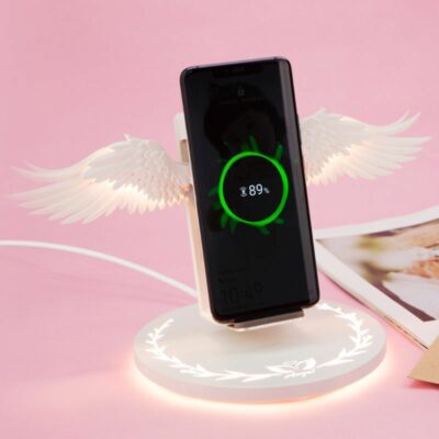 Universal Colorful LED Angel Wings Qi Wireless Charger Charge Dock For Mobile Phone Fast Charger - Image 2