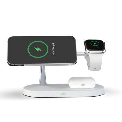 Multifunctional Five-In-One Magnetic Wireless Charging Watch Headset Desktop Mobile Phone Holder Charger 15W Fast Charge - Imagen 3