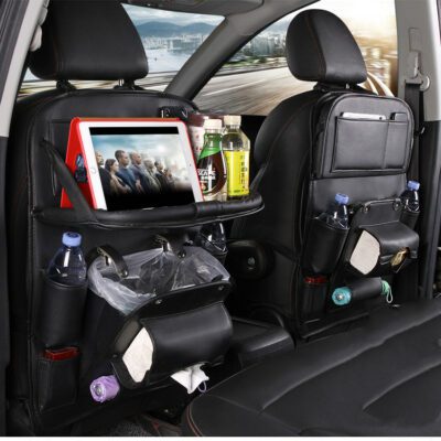 PU Leather Car Storage Bag Multifunction Seat Back Tray Hanging Bag Waterproof Car Organizer Automotive Interior Accessories - Image 5