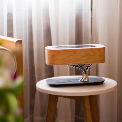 Creative Tree Light Table Lamp Bluetooth-Compatiable Music Speaker Bedside Light Dimmable Phone Wireless Charging Desk Lights - Image 2