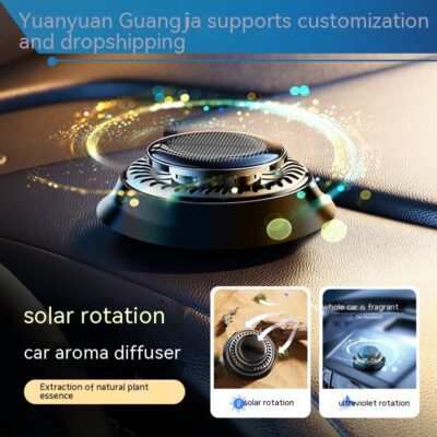 Portable Kinetic Car Air Freshener Solar Powered Double Ring Rotating Air Cleaner Perfume Fragrance Diffuser - Image 10