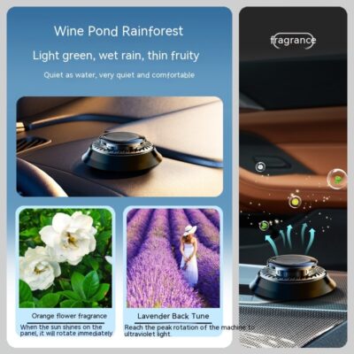 Portable Kinetic Car Air Freshener Solar Powered Double Ring Rotating Air Cleaner Perfume Fragrance Diffuser - Image 5