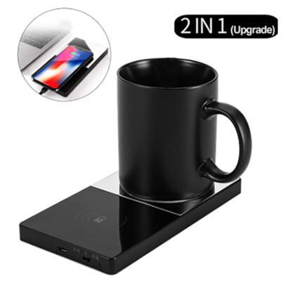 2 In 1 Heating Mug Cup Warmer Electric Wireless Charger For Home Office Coffee Milk - Image 2