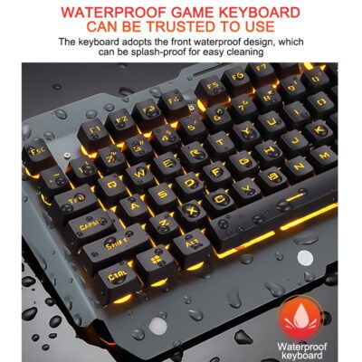 ErgonomicWired Gaming Keyboard with RGB Backlight Phone Holder - Image 5