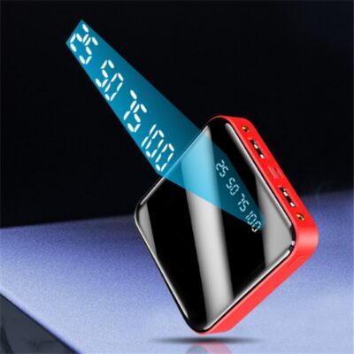 Mini Power Bank 20000 MAh Portable Mirror Digital Display Power Bank - Image 5