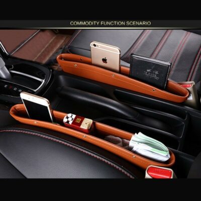 Car Organizer Box Caddy Catcher PU Leather Seat Gap Storage Bag - Imagen 2