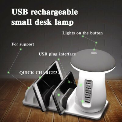 2 In 1 Multifunction Mushroom Lamp LED Lamp Holder USB Charger Home Office Supplies - Image 5