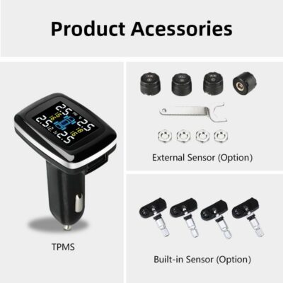 Tire Pressure Monitoring System Sensors Cigarette Lighter USB port Auto Security Alarm Systems Tire Pressure - Image 4