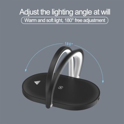 3 In 1 Foldable Wireless Charger Night Light Wireless Charging Station Stonego LED Reading Table Lamp 15W Fast Charging Light - Image 4