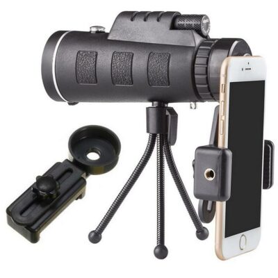 Compatible with Apple, Monocular Telescope Zoom Scope with Compass Phone Clip Tripod - Image 4