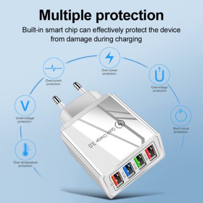 USB Charger Quick Charge 3.0 4 Phone Adapter For Tablet Portable Wall Mobile Charger Fast Charger - Image 4