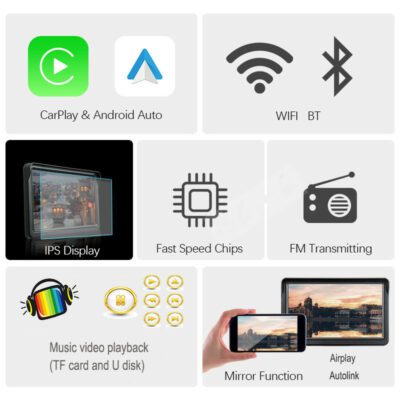 7 IPS Car Smart Screen Wireless Carplay Auto Mobile Phone Projection Screen Navigation - Image 3