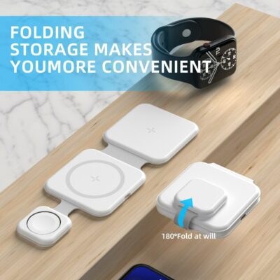 3 In 1 Magnetic Foldable Wireless Charger Charging Station Multi-device Folding Cell Phone Wireless Charger Gadgets - Image 2