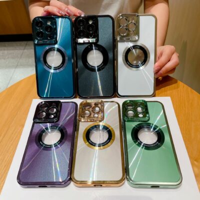 Electroplated Phone Case Luxury Plating CD Pattern Magsafe Bracket Case For  12 13 14 Pro Max Invisible Camera Stand Holder Lens Holder Magnetic Suction - Image 4