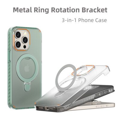 New Colorful Magnetic Bracket Phone Case With Holder Stand Cover For Magesafe Magnetic Transparent Wireless Charge Case For Phone - Imagen 3