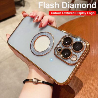 Electroplating Soft Diamond Ring Phone Case Drill Leakage Standard Mobile Phone Case Lens Film - Image 2