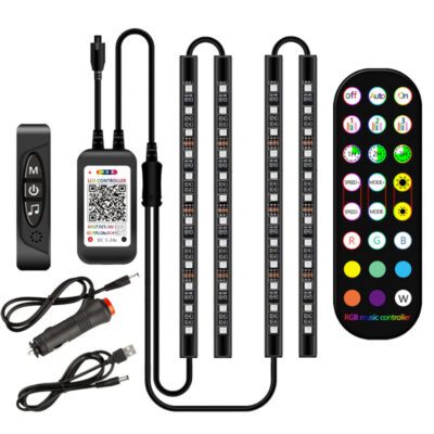 Styling Decorative Lamp LED Car Interior Light Waterproof Ambient Lamp Of Wireless Remote Music Control Car RGB Strip Lights - Imagen 6