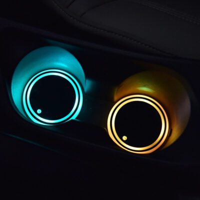 Colorful Cup Holder LED Light-up Coaster Solar & USB Charging Non-slip Coaster Ambient Light For Car Automatically - Image 3