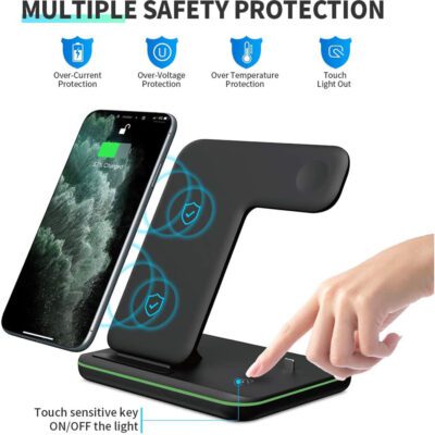 Compatible Mobile Phone Watch Earphone Wireless Charger 3 In 1 Wireless Charger Stand - Image 4