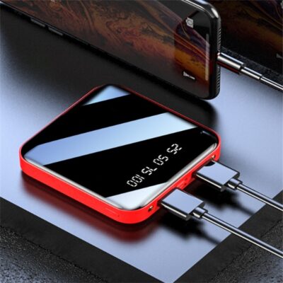 Mini Power Bank 20000 MAh Portable Mirror Digital Display Power Bank - Image 2