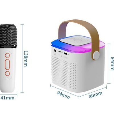 Microphone Karaoke Machine Bluetooth-compatible Speaker With 2 Wireless Mic RGB Light Home Family Singing Speaker - Image 9