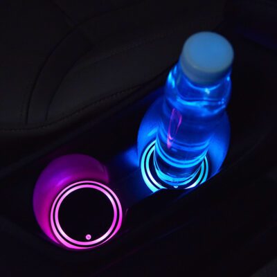 Colorful Cup Holder LED Light-up Coaster Solar & USB Charging Non-slip Coaster Ambient Light For Car Automatically - Image 4