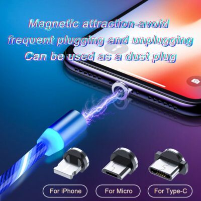 Magnetic Charging Cable Streamer Fast Charging Cable Lighting Micro USB Cable LED Magnet Charger Type-C Cable - Image 2