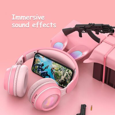 Rabbit Ear Headphones Wireless Luminous Extendable Wheat Headphones - Image 5