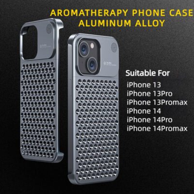 Aluminum Alloy Phone Case For 14 13 Pro Max Plus Hollow Heat Dissipation Anti-fall Full Body Shockproof Phone Cove - Image 2