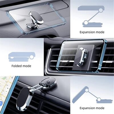 Rotate Metal Magnetic Car Phone Holder Foldable Universal Mobile Phone Stand Air Vent Magnet Mount GPS Support - Image 2