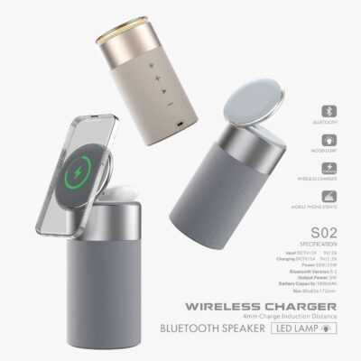 3 In 1 Multi-Function IPhone And AirPods Wireless Charger Portable Bluetooth Speaker With Touch Lamp For Home And Office - Image 3