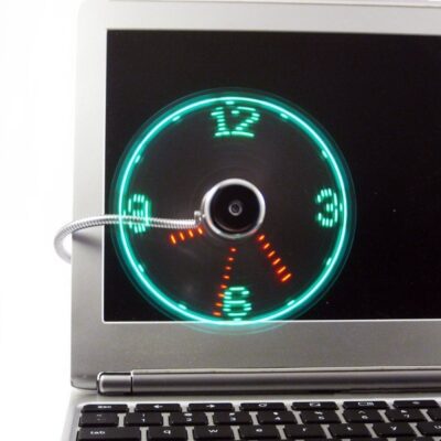 USB Fan Adjustable Mini Flexible Fan LED Light Time Clock Desktop Cool Gadget Time Display - Image 4