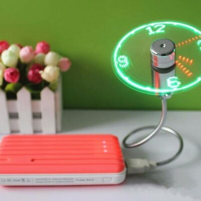 USB Fan Adjustable Mini Flexible Fan LED Light Time Clock Desktop Cool Gadget Time Display - Image 6