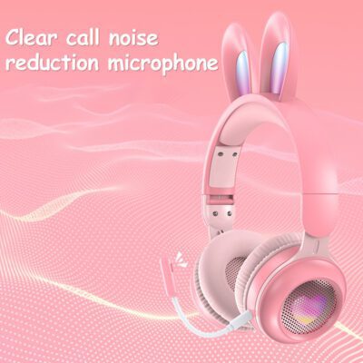 Rabbit Ear Headphones Wireless Luminous Extendable Wheat Headphones - Image 2