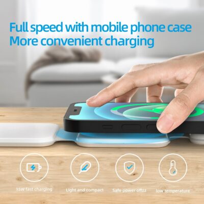 3 In 1 Magnetic Foldable Wireless Charger Charging Station Multi-device Folding Cell Phone Wireless Charger Gadgets - Image 5