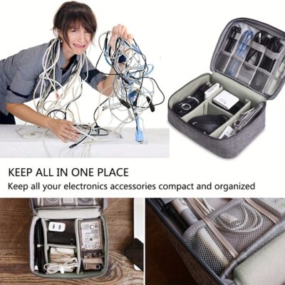 Electronics Organizer Travel Cable Organizer Bag Waterproof Portable Digital Storage Bag Electronic Accessories Case Cable Charger Organizer Case - Image 4