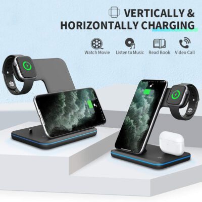 Compatible Mobile Phone Watch Earphone Wireless Charger 3 In 1 Wireless Charger Stand - Image 2