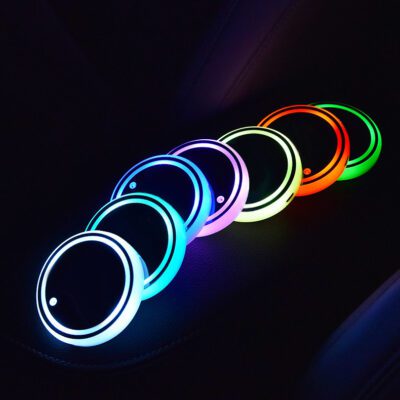 Colorful Cup Holder LED Light-up Coaster Solar & USB Charging Non-slip Coaster Ambient Light For Car Automatically - Image 2